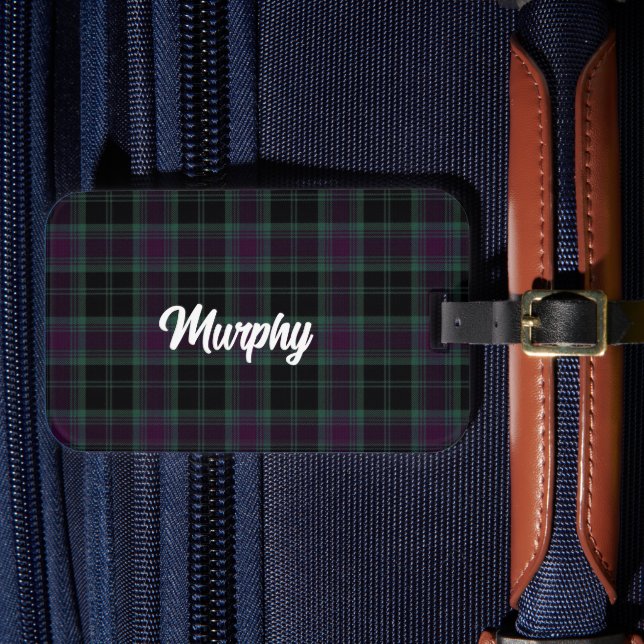 Irish Landkreis Carlow Tartan Personalisiert Gepäckanhänger (Vorderseite Insitu 4)