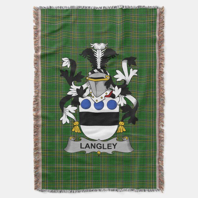 Irish Langley Coat of Arms Familienwappen Irland Decke (Vorderseite Vertikal)