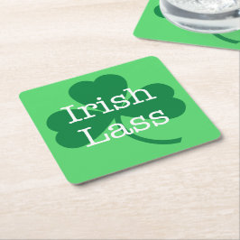 Irish Lass Green Kleeblatt St. Patrick's Day Party Rechteckiger Pappuntersetzer