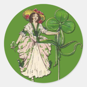 Irish Lassie mit Kleeblatt Stickers