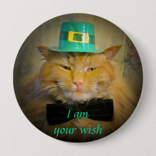 Irish Leprechaun Cat Wish Button