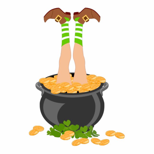 Irish Leprechaun diving in pot of gold Fotoskulptur Schlüsselanhänger (Vorne)