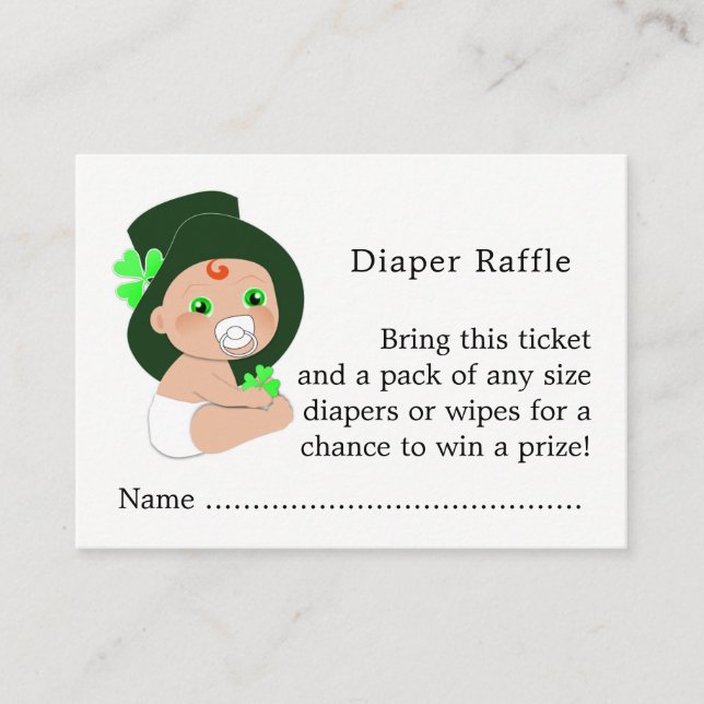 Irish Leprechaun Lucky Kleeblatt Diaper Raffle Begleitkarte (Vorderseite)