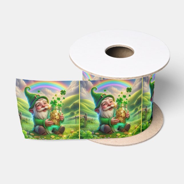 Irish Leprechaun mit Goldmünzen Satinband (Spule)