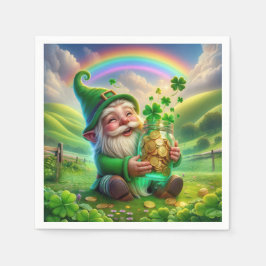 Irish Leprechaun mit Goldmünzen Serviette