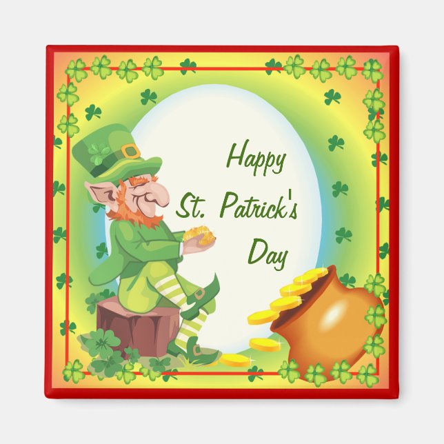 Irish Leprechaun Pot of Gold Magnet (Vorne)