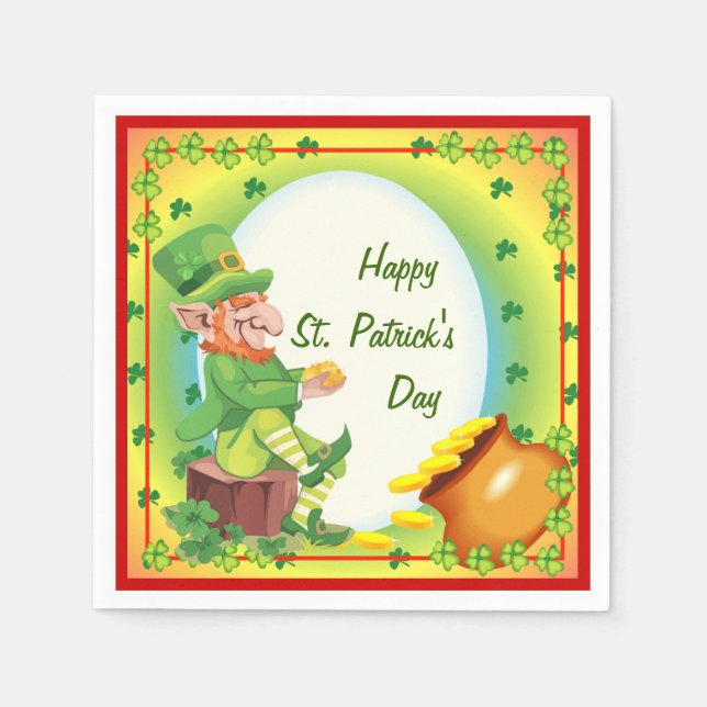 Irish Leprechaun Pot of Gold Napkins Serviette (Vorderseite)