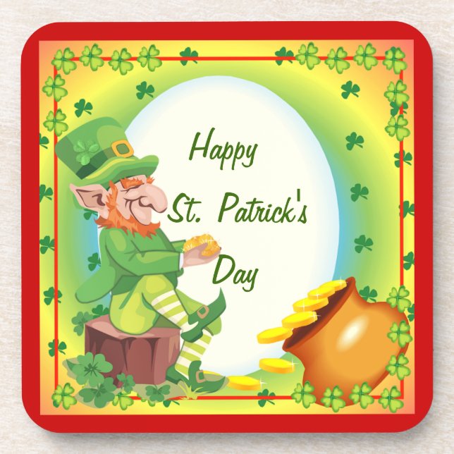 Irish Leprechaun Pot of Gold Untersetzer (Vorderseite)