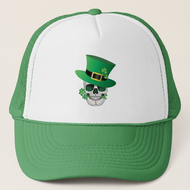 Irish Leprechaun Skull Truckerkappe (Vorderseite)