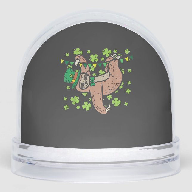 Irish Leprechaun Sloth Shamrock St Patricks Day An Schneekugeln (Vorderseite)