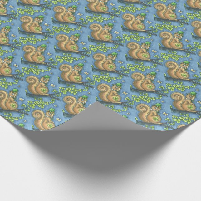IRISH LEPRECHAUN SQUIRREL FERIENBUCH GESCHENKPAPIER (Ecke)