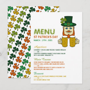 Irish Leprechaun, St Patrick's Day Menu Card Einladung