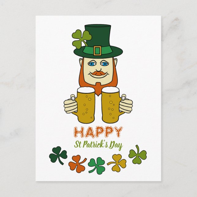 Irish Leprechaun, St Patrick's Day Postkarte (Vorderseite)