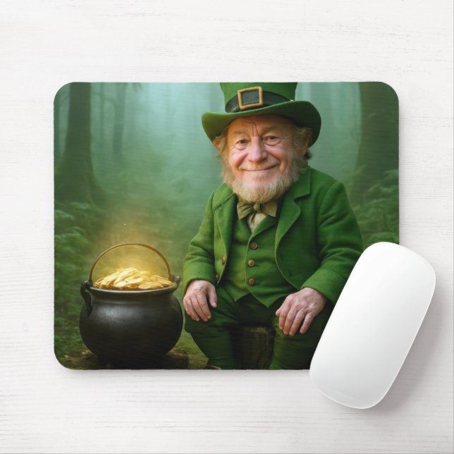Irish Leprechaun with a Pot of Gold Mousepad (Mit Mouse)