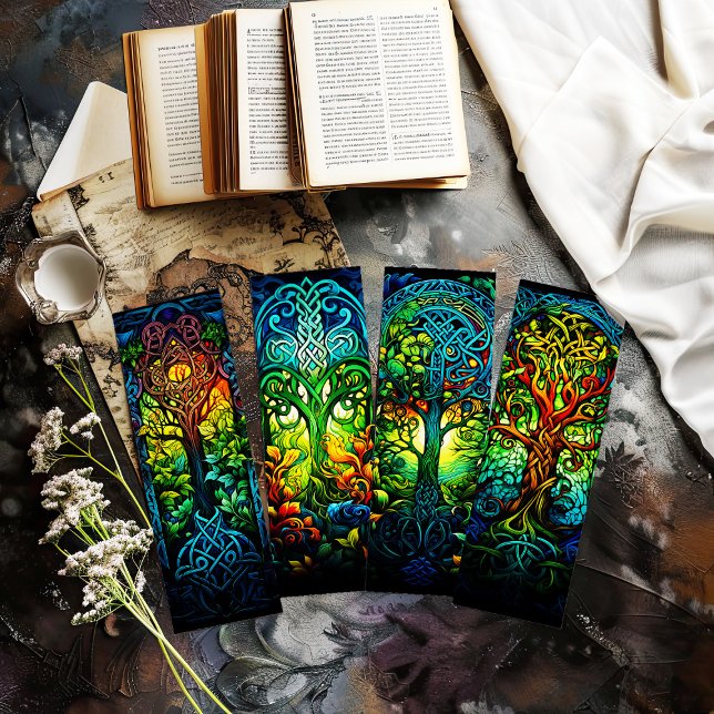 Irish Lesezeichens, Celtic Tree of Life Lesezeiche (colorful tree of life bookmrks)
