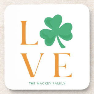Irish Liebe Green und Orange Kleeblatt Family Getränkeuntersetzer