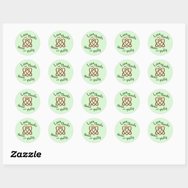 Irish Liebe Knot, 2 Herzen gespielt Runder Aufkleber (Blatt)
