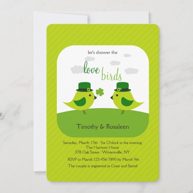 Irish Love Birds Dusche Einladung (Vorderseite)