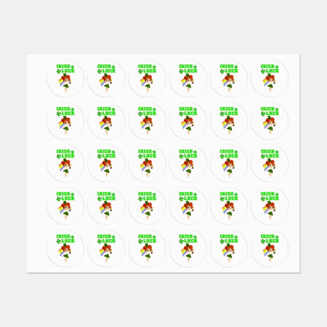 Irish Luck leprechaun 17 Day Saint März Patricks Etiketten (Blatt)