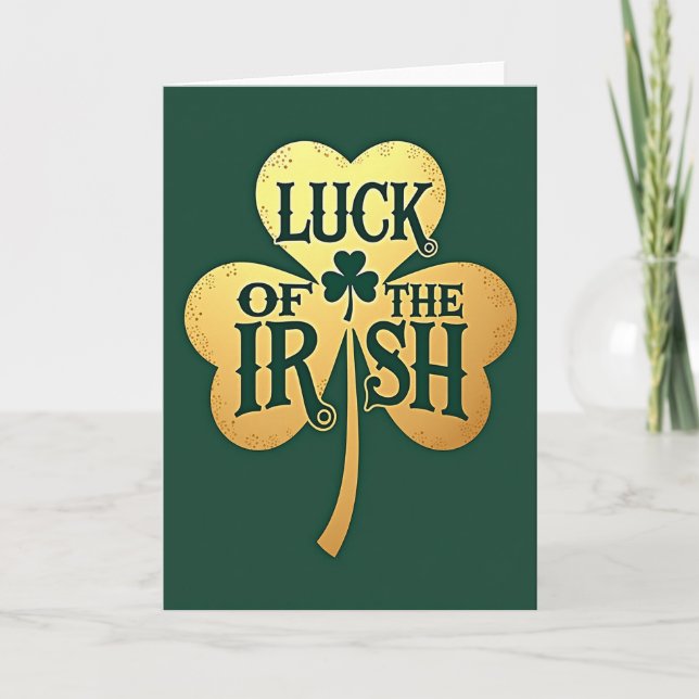 Irish Luck Shamrock Gold Karte (Vorderseite)