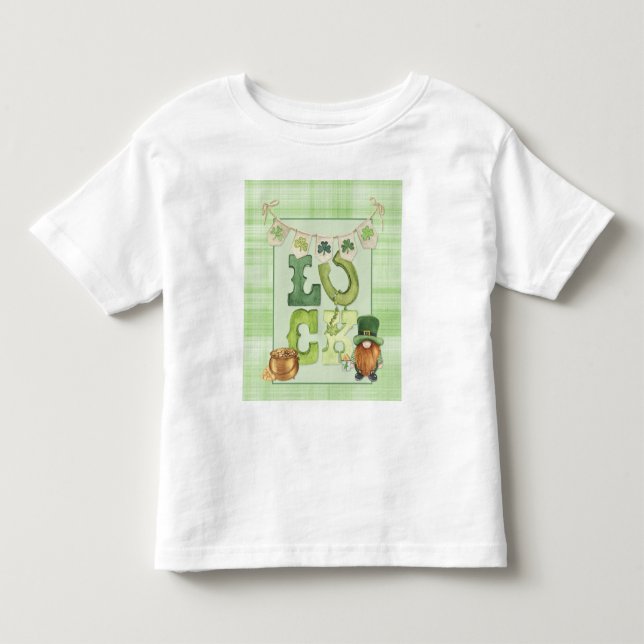 Irish Luck St Patrick's Day Gnome Kleeblatt Green Kleinkind T-shirt (Vorderseite)