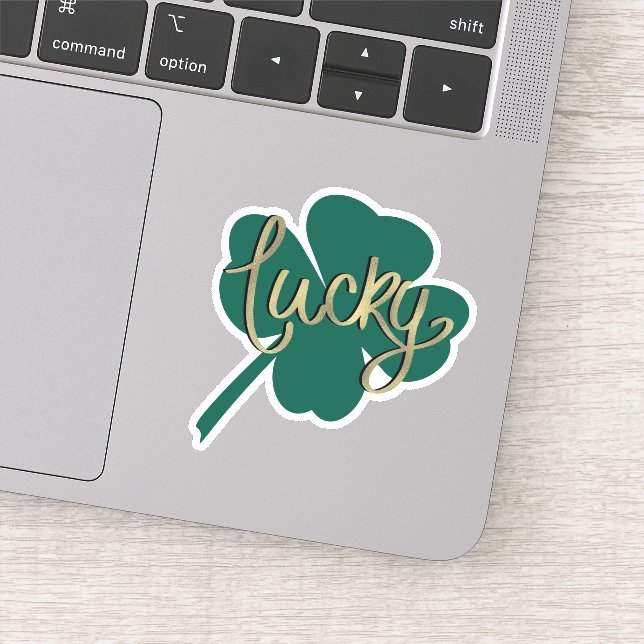 Irish Lucky Clover St Patricks Day Script Aufkleber (Detail)