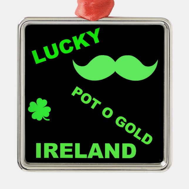 Irish Lucky Pot o Gold Quotes Silbernes Ornament (Vorne)