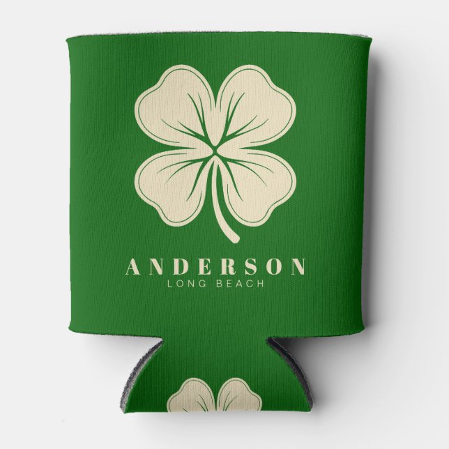 Irish Lucky Vierblättriges Kleeblatt mit dem Namen Dosenkühler (Vorderseite)