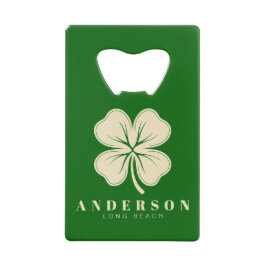 Irish Lucky Vierblättriges Kleeblatt mit dem Namen Geldbeutel Flaschenöffner