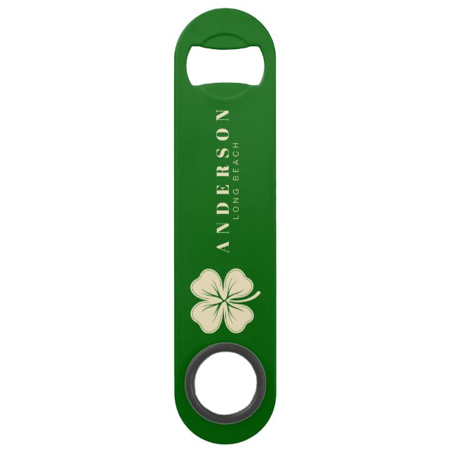 Irish Lucky Vierblättriges Kleeblatt mit dem Namen Speed Flaschenöffner (Vorderseite)