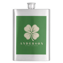 Irish Lucky Vierblättriges Kleeblatt | Name Green Flachmann