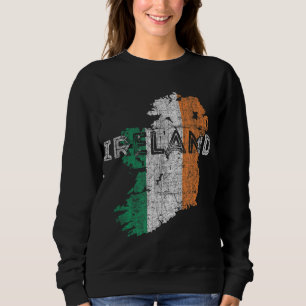 Irish Map and Flag Souvenir - Distressed Ireland Sweatshirt