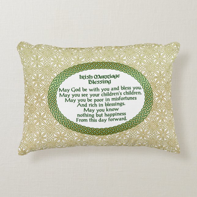 Irish Marriage Sessing, Gold & Green Wedding Dekokissen (Vorderseite)