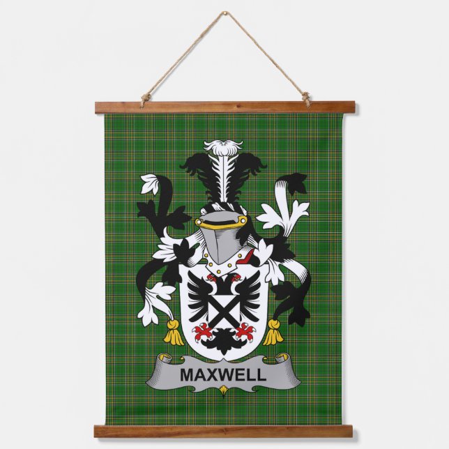 Irish Maxwell Coat of Arms Family Crest Wandteppich Mit Holzrahmen (Vorderseite)