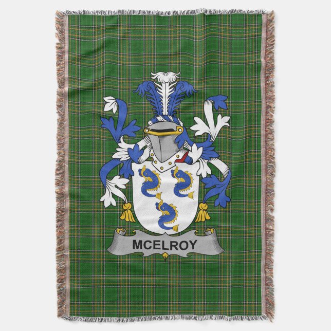 Irish McElroy oder Gilroy Coat of Arms Familienwap Decke (Vorderseite Vertikal)