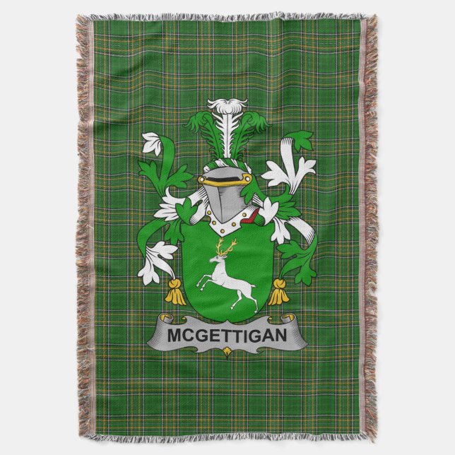 Irish McGettigan oder Gethin Coat of Arms Family C Decke (Vorderseite Vertikal)