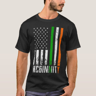 Irish MCGINNITY Family American Flag Ireland Flag T-Shirt