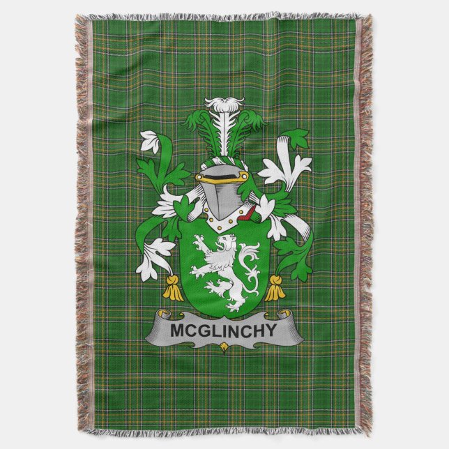 Irish McGlinchy oder McGlinchey Coat of Arms Famil Decke (Vorderseite Vertikal)