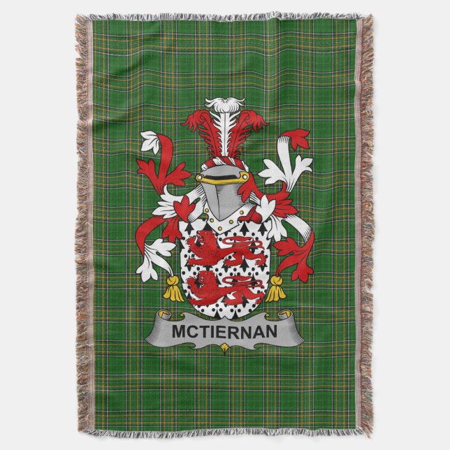 Irish McTiernan oder Kiernan Coat of Arms Family C Decke (Vorderseite Vertikal)