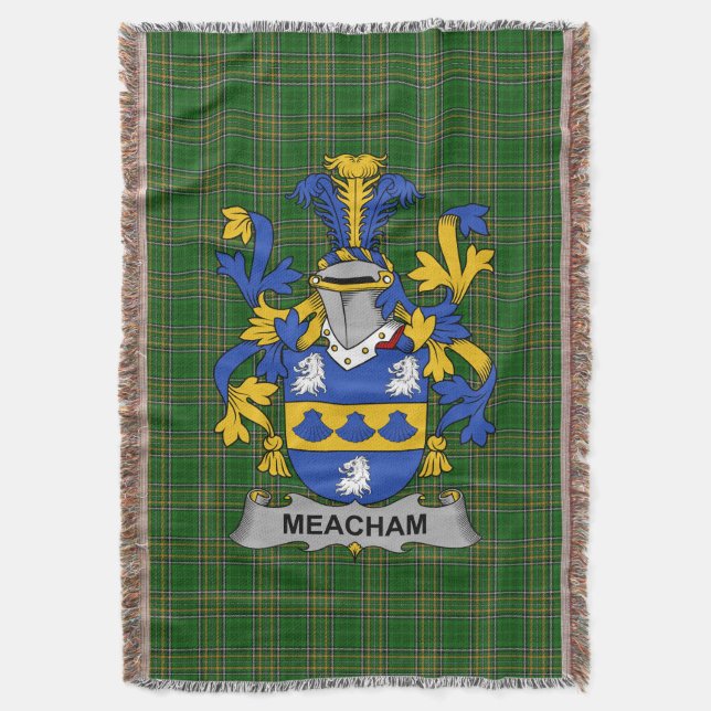Irish Meacham Coat of Arms Familienwappen Irland Decke (Vorderseite Vertikal)