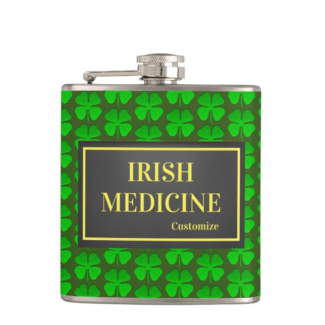 Irish Medicine Vinyl Wrapped Flask Flachmann (Vorderseite)