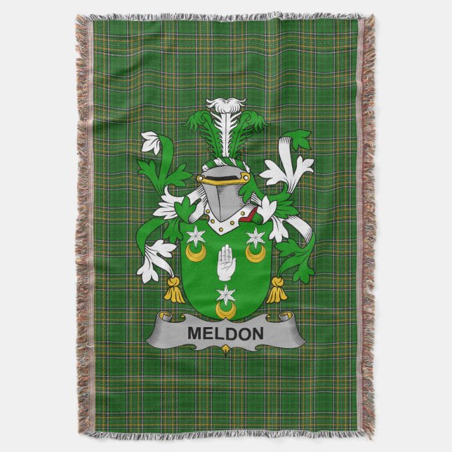 Irish Meldon oder Muldoon Coat of Arms Familienwap Decke (Vorderseite Vertikal)