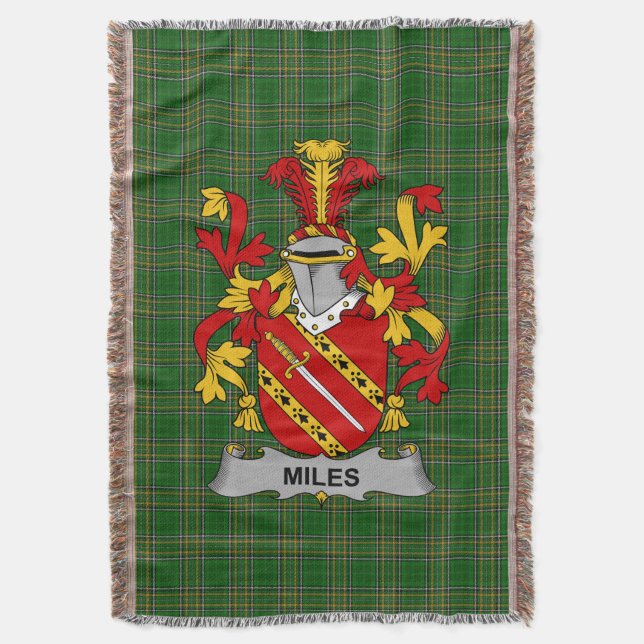 Irish Miles or Moyles Coat of Arms Familienwappen  Decke (Vorderseite Vertikal)