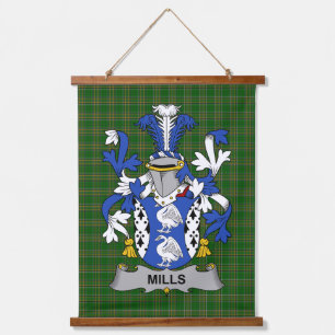 Irish Mills Wappen Familienwappen Wandteppich Mit Holzrahmen