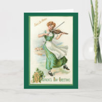Irish Miss mit Violine Grußkarte