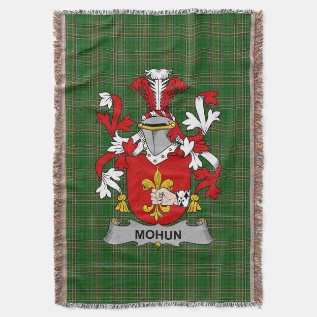 Irish Mohun oder Mohan Coat of Arms Familienwappen Decke (Vorderseite Vertikal)