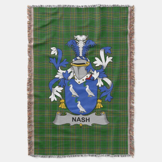 Irish Nash oder Naish Coat of Arms Familienwappen  Decke (Vorderseite Vertikal)