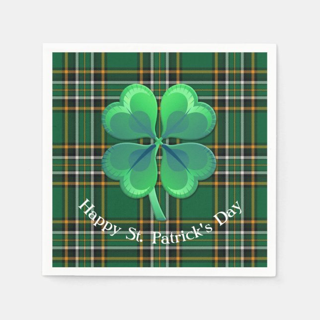 Irish National Kariert mit Kleeblatt Paper Napkin Serviette (Vorderseite)