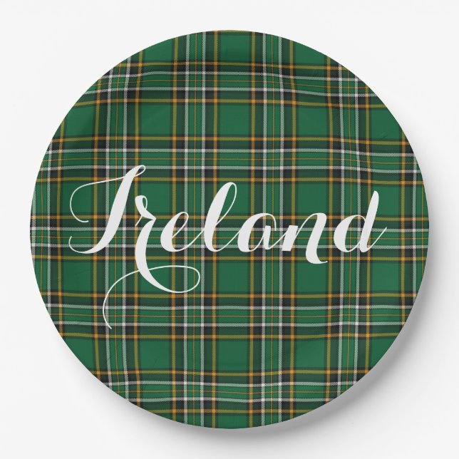 Irish National Tartan & Customizable Text Pappteller (Vorderseite)