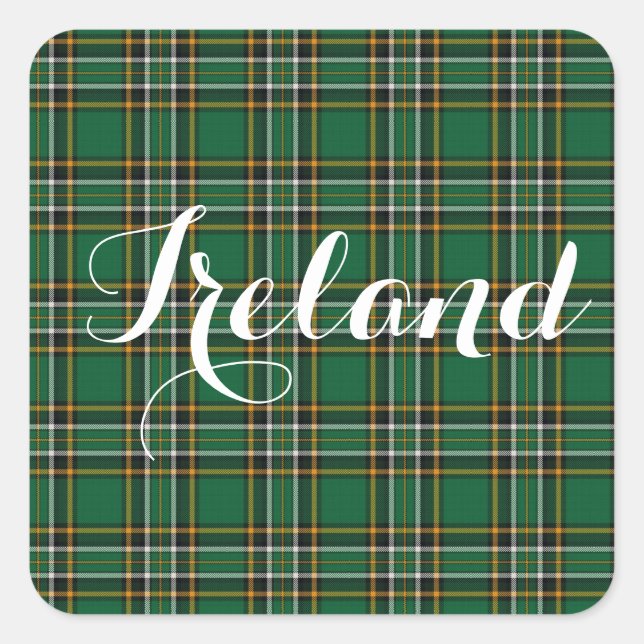 Irish National Tartan Kariert Personalisiert Quadratischer Aufkleber (Vorderseite)